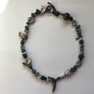 Unique natural primitive style vintage necklace with beads